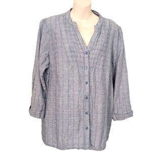 Kim Rogers Petite Textured Button Down Top Sz PXL